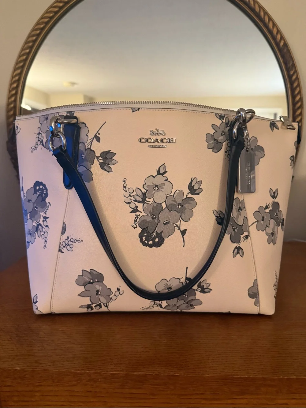 Coach Cream Floral Tote with Fairytale Print